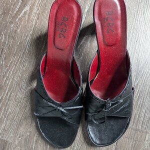 Vintage BCBG Mules, Black, Bow, Size 11B/42, See Photos and Description